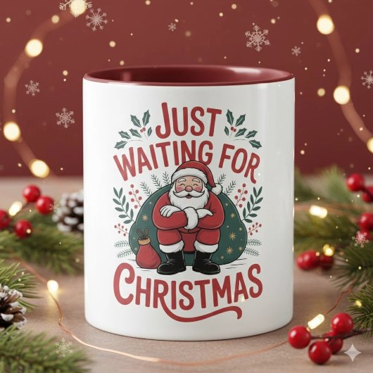 Just Waiting for Christmas Santa 11 oz Coffee Mug Mok