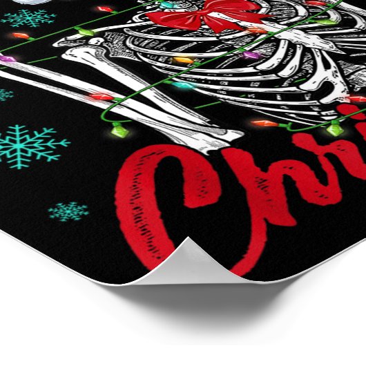 Just Waiting For Christmas Skeleton Rock Hand Sign Poster (Hoek)