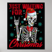 Just Waiting For Christmas Skeleton Rock Hand Sign Poster (Voorkant)