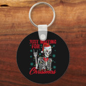Just Waiting For Christmas Skeleton Rock Hand Sign Sleutelhanger (Voorkant)