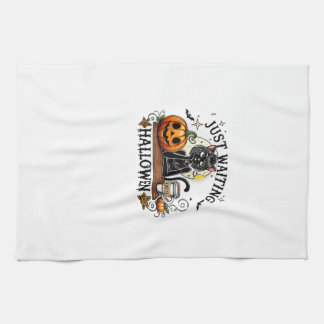 Just Waiting For Halloween Black Cat Lady Ice Coff Theedoek