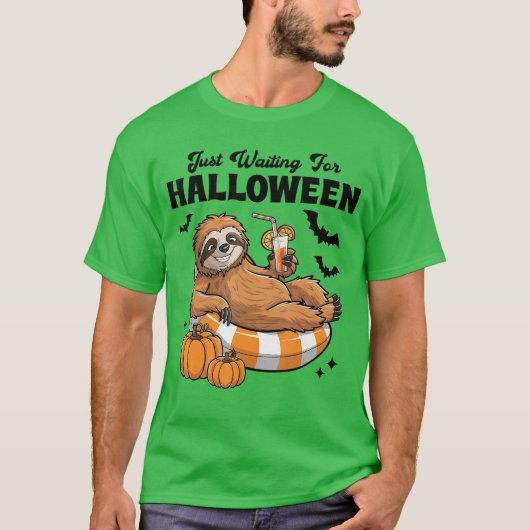 Just Waiting For Halloween Cute Lazy Sloth Hallowe T-shirt (Voorkant)