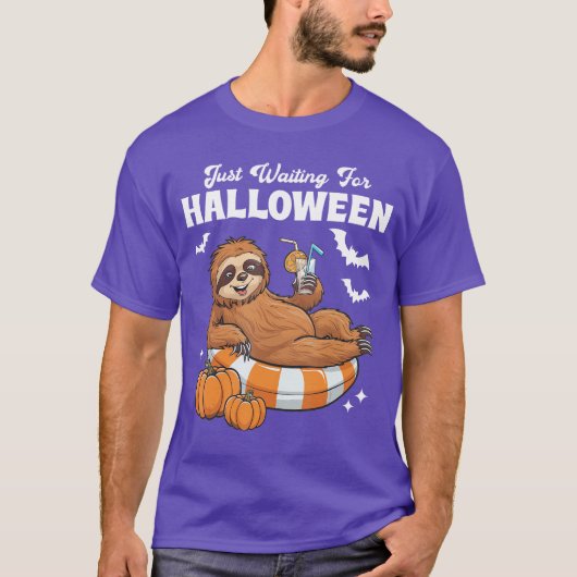 Just Waiting For Halloween Cute Lazy Sloth Hallowe T-shirt (Voorkant)