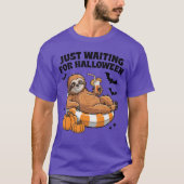 Just Waiting For Halloween Cute Lazy Sloth Hallowe T-shirt (Voorkant)