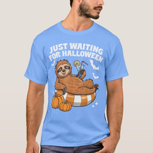 Just Waiting For Halloween Cute Lazy Sloth Hallowe T-shirt (Voorkant)