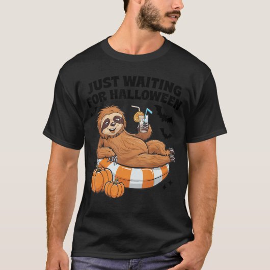Just Waiting For Halloween Cute Lazy Sloth Hallowe T-shirt (Voorkant)