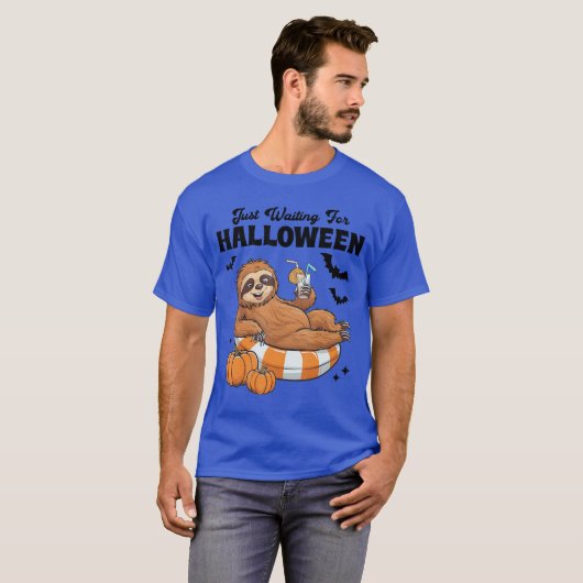 Just Waiting For Halloween Cute Lazy Sloth Hallowe T-shirt (Voorkant volledig)