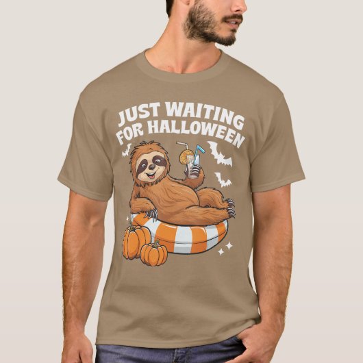 Just Waiting For Halloween Cute Lazy Sloth Hallowe T-shirt (Voorkant)