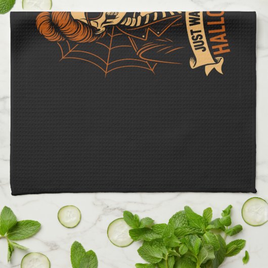 Just Waiting for Halloween Skeleton Theedoek (Gevouwen)