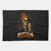 Just Waiting for Halloween Skeleton Theedoek (Horizontaal)