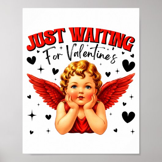 Just Waiting For Valentines Day Baby Cud Cute Vale Poster (Voorkant)