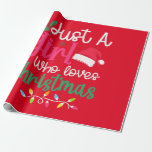 'JUSTA GIRL DIE VAN CHRISTMAS HOUDT' WRAPPINGPAPIE CADEAUPAPIER<br><div class="desc">KINDER KERST INPAKPAPIER! "GEWOON EEN MEISJE DAT VAN KERSTMIS HOUDT"</div>