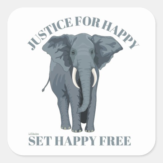 JUSTCE FOR HAPPY, SET HAPPY GRATIS VIERKANTE STICKER (Voorkant)
