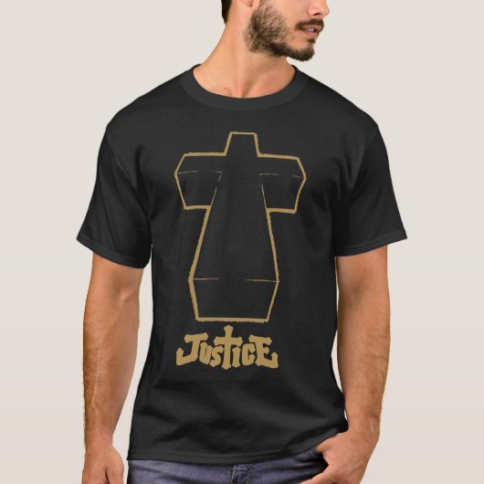 Justice Electro Music Golden Cross  T-Shirt (Voorkant)