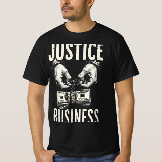Justice for Sale – Bold Social Commentary Tee T-shirt (Voorkant)