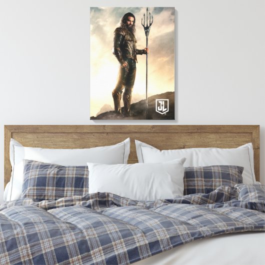Justice League | Aquaman op slagveld Canvas Afdruk (Insitu (Slaapkamer))