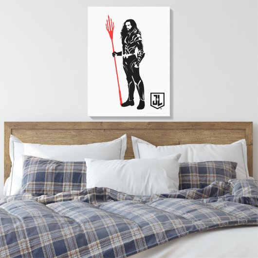 Justice League | Aquaman Pose Noir Pop Art Canvas Afdruk (Insitu (Slaapkamer))