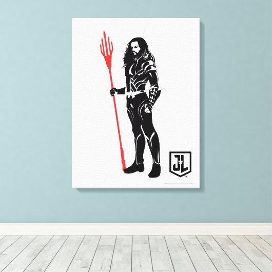 Justice League | Aquaman Pose Noir Pop Art Canvas Afdruk (Insitu (Houten vloer))