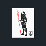 Justice League | Aquaman Pose Noir Pop Art Canvas Afdruk<br><div class="desc">Kijk eens naar dit zwarte en witte silhouet van de Aquaman van de Justice League zoals hij bij zijn trident staat. Deze noir-stijl afbeelding is geaccentueerd met zijn trident gekleurd in helder rood.</div>