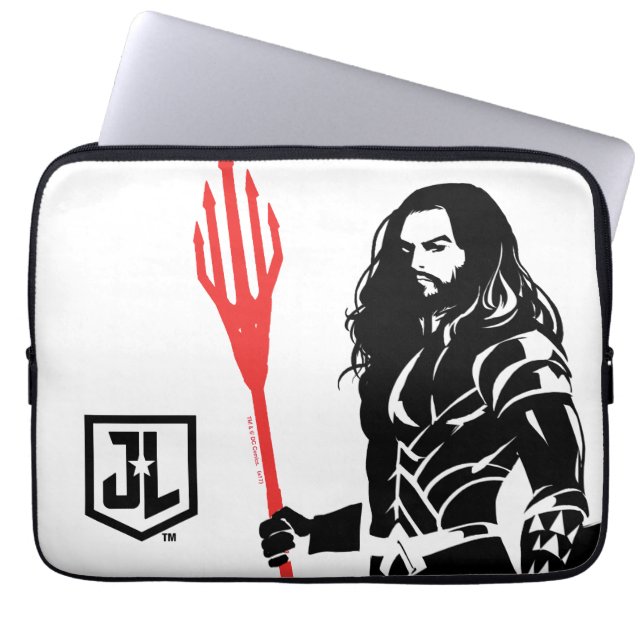 Justice League | Aquaman Pose Noir Pop Art Laptop Sleeve (Voorkant)