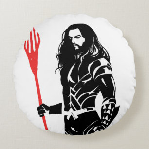 Justice League   Aquaman Pose Noir Pop Art Rond Kussen