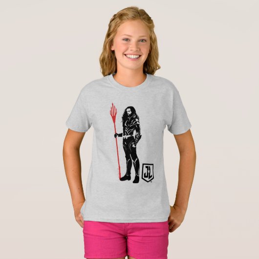 Justice League | Aquaman Pose Noir Pop Art T-shirt (Voorkant volledig)