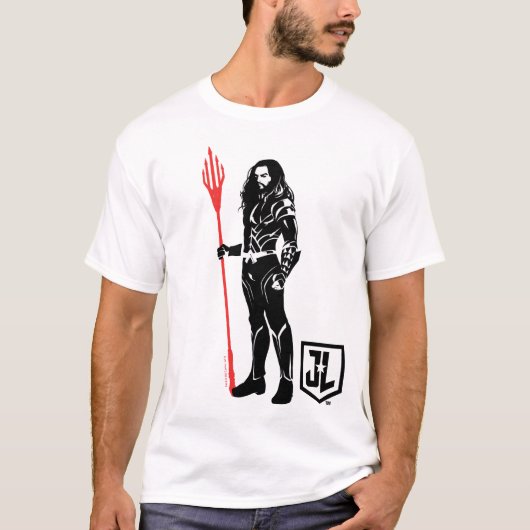 Justice League | Aquaman Pose Noir Pop Art T-shirt (Voorkant)
