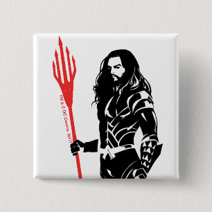Justice League   Aquaman Pose Noir Pop Art Vierkante Button 5,1 Cm