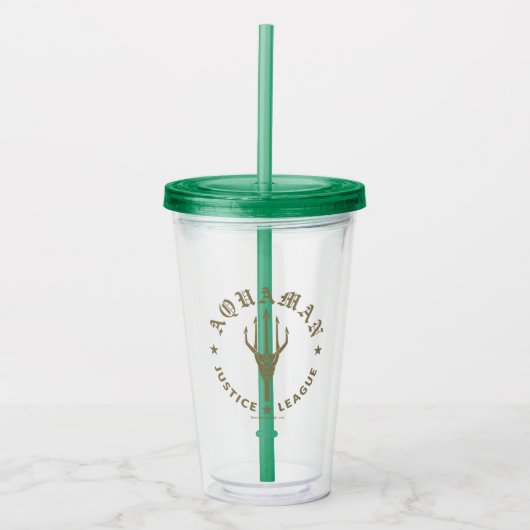 Justice League | Aquaman Retro Trident Emblem Acryl Drinkbeker (Voorkant)