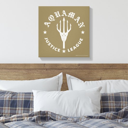 Justice League | Aquaman Retro Trident Emblem Canvas Afdruk (Insitu (Slaapkamer))