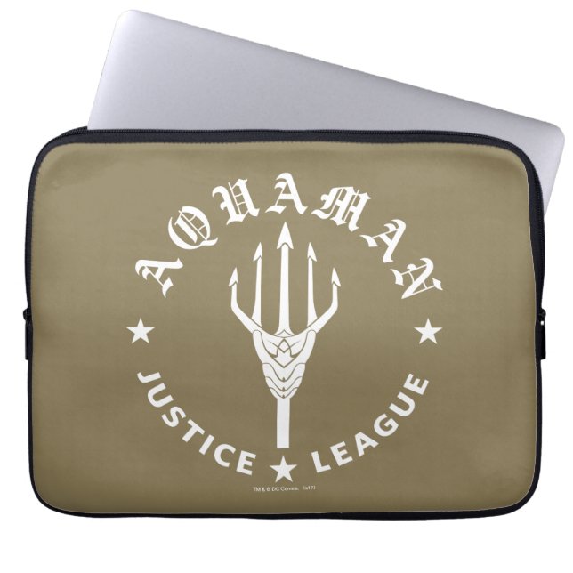 Justice League | Aquaman Retro Trident Emblem Laptop Sleeve (Voorkant)