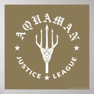 Justice League   Aquaman Retro Trident Emblem Poster