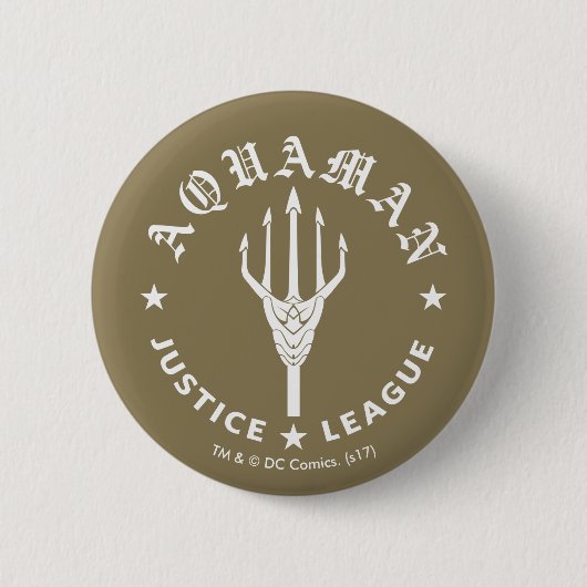 Justice League | Aquaman Retro Trident Emblem Ronde Button 5,7 Cm (Voorkant)