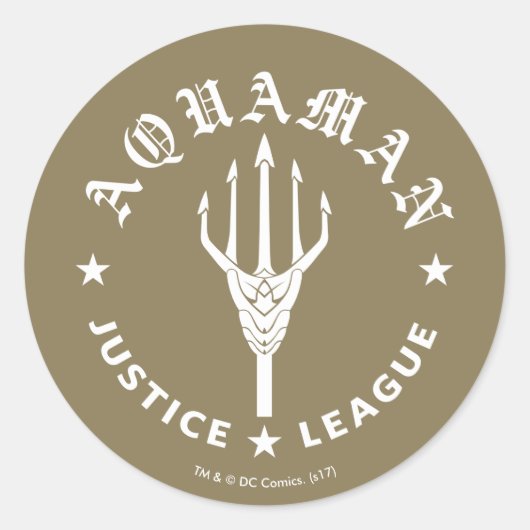 Justice League | Aquaman Retro Trident Emblem Ronde Sticker (Voorkant)