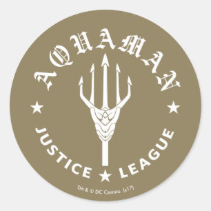 Justice League Aquaman Retro Trident Emblem Ronde Sticker