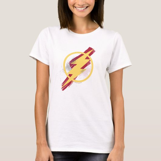 Justice League | Borstel & Halftone Flash Symbool T-shirt (Voorkant)