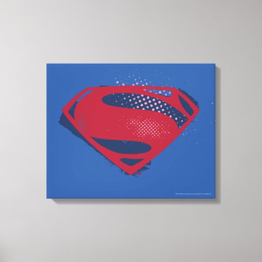 Justice League | Borstel & Halftone Superman Symbo Canvas Afdruk (Voorkant)