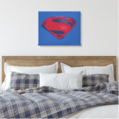 Justice League | Borstel & Halftone Superman Symbo Canvas Afdruk (Insitu (Slaapkamer))