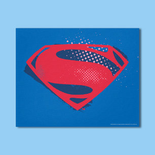 Justice League   Borstel & Halftone Superman Symbo Canvas Afdruk