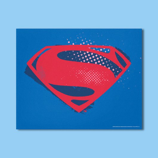 Justice League | Borstel & Halftone Superman Symbo Canvas Afdruk