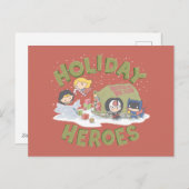 Justice League Chibi — Cadeaus Feestdagenkaart (Voorkant / Achterkant)