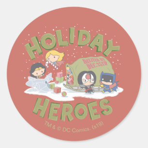 Justice League Chibi Delivering Cadeaus Ronde Sticker