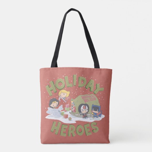 Justice League Chibi Delivering Cadeaus Tote Bag (Achterkant)