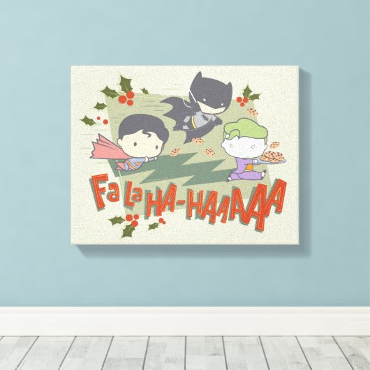 Justice League Chibi Holiday Cookie Chase Canvas Afdruk (Insitu (Houten vloer))