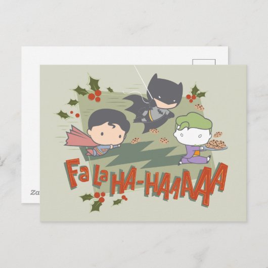 Justice League Chibi Holiday Cookie Chase Feestdagenkaart (Voorkant / Achterkant)