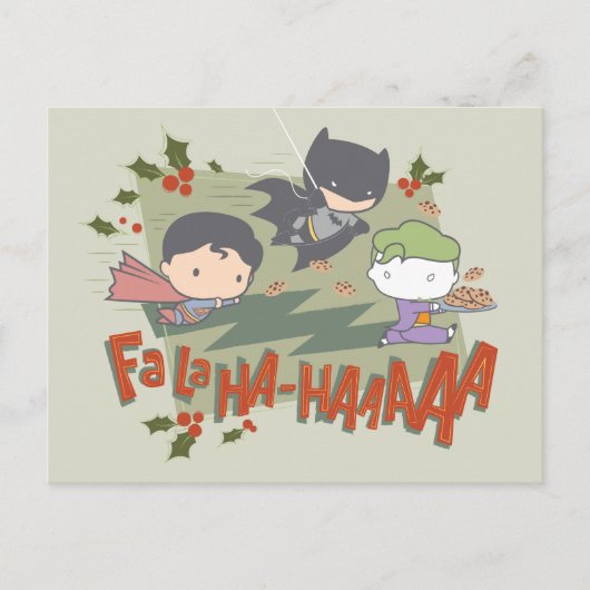 Justice League Chibi Holiday Cookie Chase Feestdagenkaart (Voorkant)