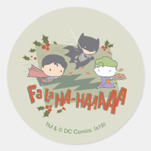 Justice League Chibi Holiday Cookie Chase Ronde Sticker