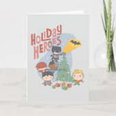 Justice League Chibi Holiday Tree Decorting Feestdagen Kaart (Voorkant)