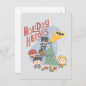Justice League Chibi Holiday Tree Decorting Feestdagenkaart (Voorkant / Achterkant)