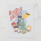 Justice League Chibi Holiday Tree Decorting Feestdagenkaart (Voorkant)